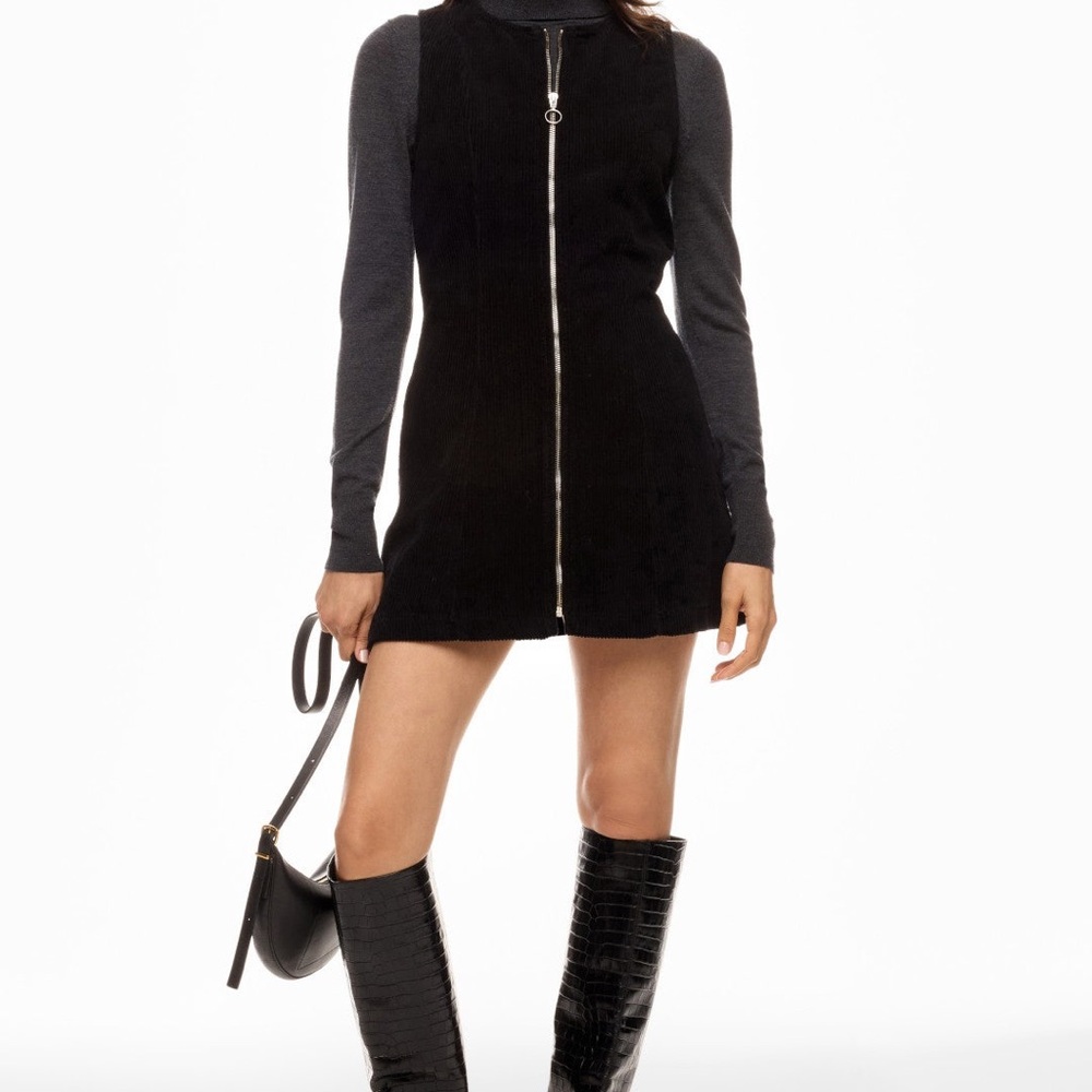 Reformation Suzie Black Corduroy Mini Dress